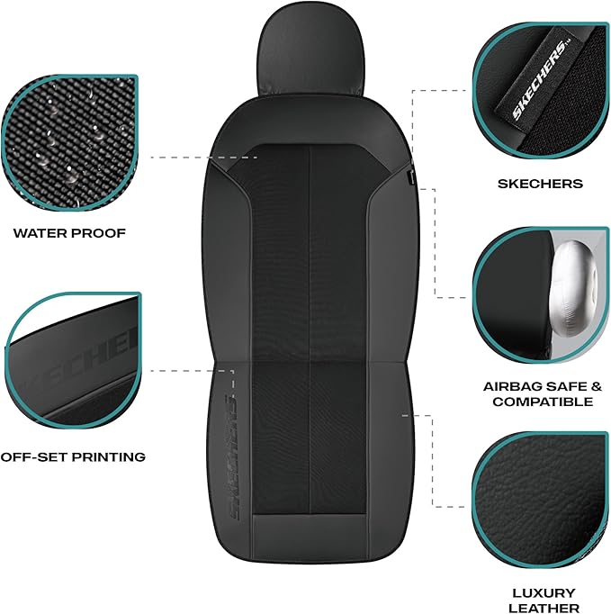 Skechers Car Seat Covers,GOGA Mat Oxford Cloth Seat Covers,Waterproof Car Seat Covers Front Seats,Automotive Universal Fit Seat Cover for Most Cars, Suvs, Trucks,Black