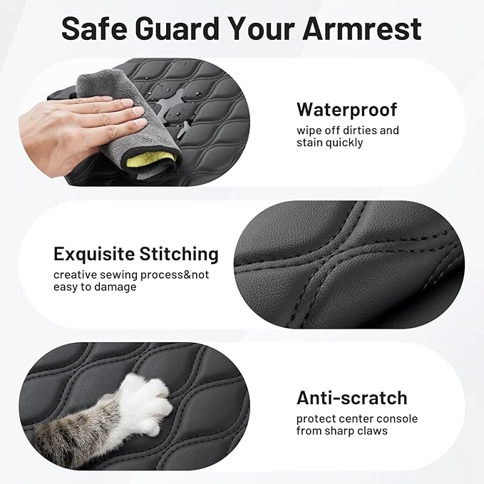 Autorder Center Console Cover for 2019-2025 2026 Dodge Ram 1500/2500/3500 Accessories Armrest Cushion Cover Nappa Leather Middle Console Covers Console Cushion Pad Anti-Scratch(Bucket Seat Only)