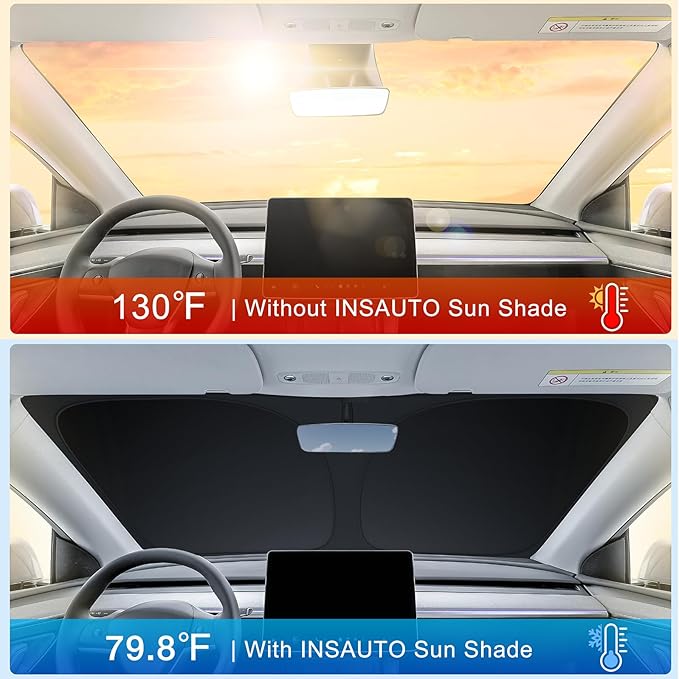INSAUTO Custom Fit Windshield Sun Shade Accessories for Mazda 6 2014-2021, Foldable Front Window Sunshade, UV & Heat Reflector, Keeps Interior Cool, Includes Storage Bag