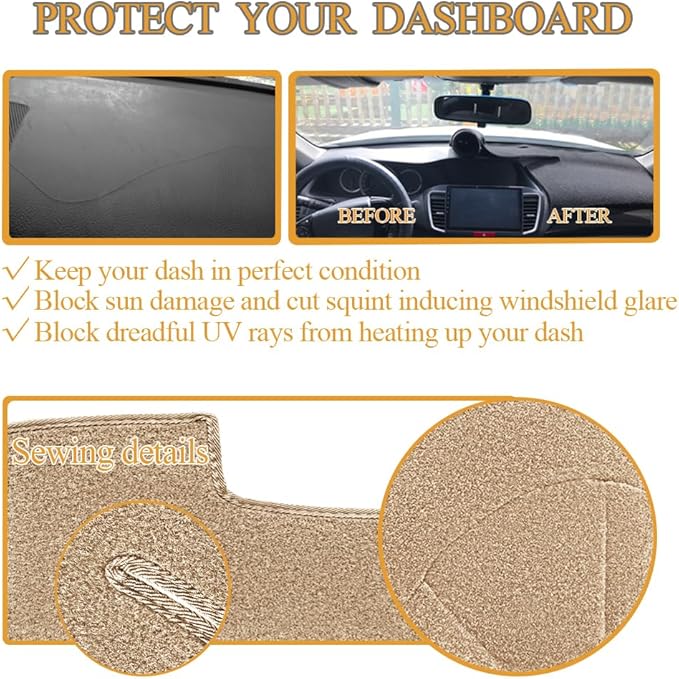 Yiz Dashboard Cover Dash Cover Mat Pad Custom Fit for Nissan Altima 2007 2008 2009 2010 2011 2012, Altima Coupe 07-12,Altima Suede 07-12 (Beige) Y29