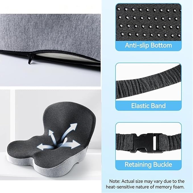 Back and Seat Cushion, Trucker Seat Cushions for Long Sitting, Car seat Cushion with Back Support, Seats Cushions for Lumbar Pain and Supporting The HIPS, Trucker Essentials (B)