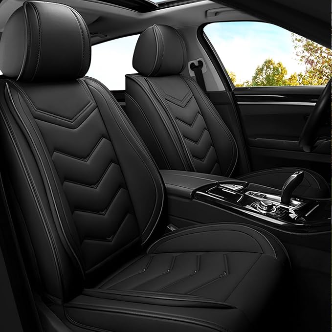 Car Seat Covers for Lexus ES 350 2007-2025, Premium Nappa Leather Car Seat Cover, Stylish Sport Seat Covers， Automobile Seat Cover Sets.(Standard 2 Seats/Pure Black)