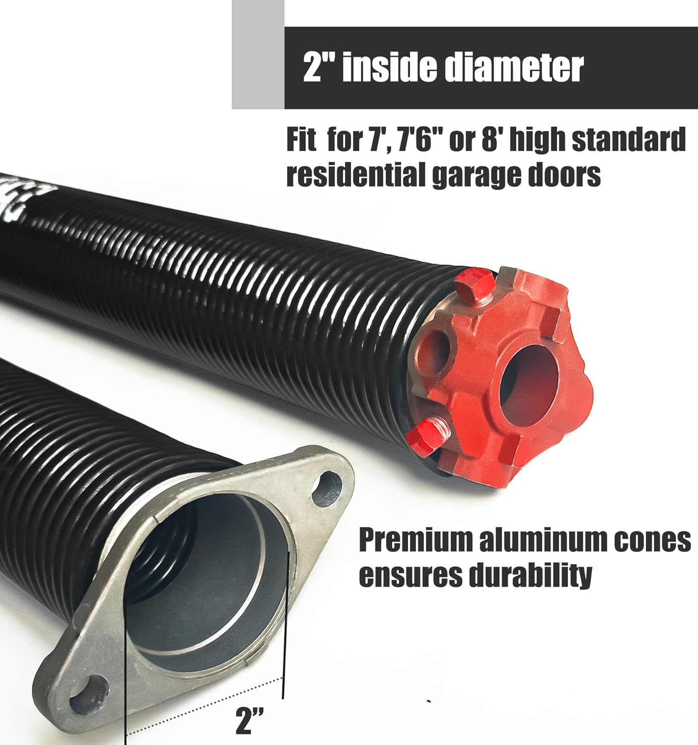 Garage Door Torsion Spring Set, Pair of 2" Electrophoresis Coated Garage Door Spring Replacement with 2 Non-Slip Winding Bars and Bearing, Minimum 16000 Cycles (.234x2x27")