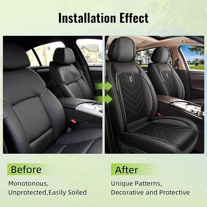 AOMSAZTO Car Seat Covers Fit for Subaru Outback 2007-2025 2026 Premium Front Seat Covers Waterproof Leather Automotive Seat Covers Compatible with Airbag (2 Seats,Grey)