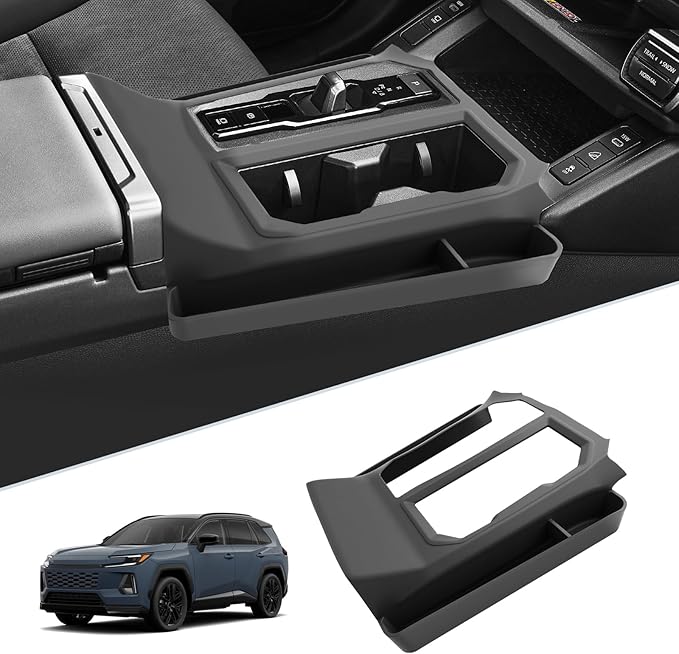 SKTU for 2026 Toyota RAV4 Gear Shift Panel for 2026+ Toyota RAV4 (LE/SE/XLE Premium/Woodland/XSE/Limited) Center Console Organizer 2026 RAV4 Accessories Rubber Passenger Side Storage Box Durable