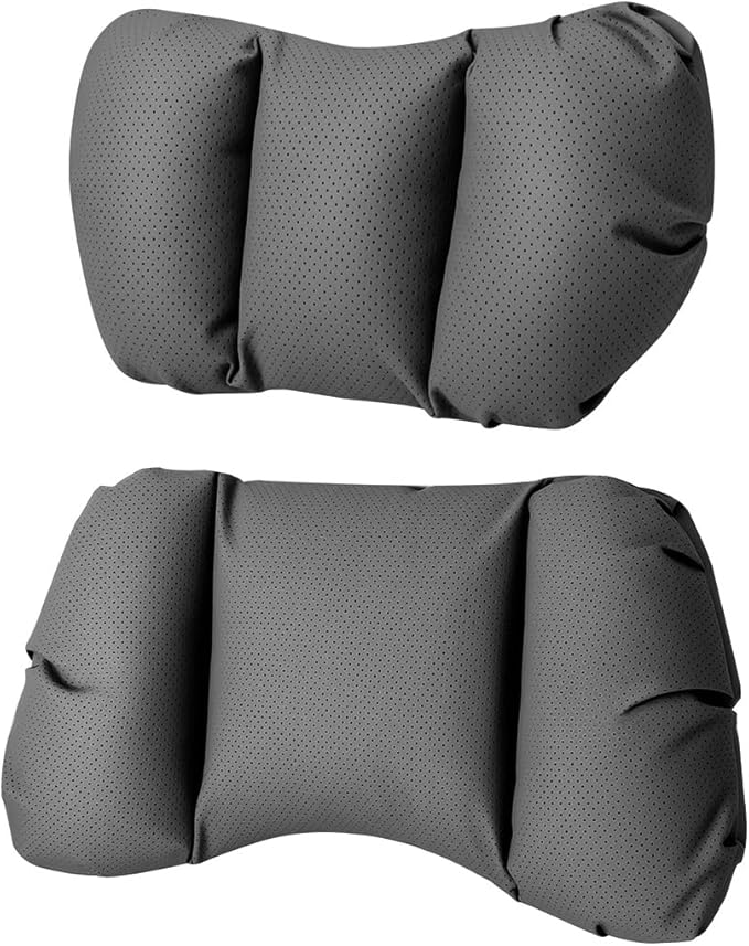 Car Neck Pillow & Lumbar Support for Kia Telluride Carnival Cadenza Stinger Ergonomic Breathable Mesh Auto Seat Back Cushion Headrest,Black-Neck & Lumbar Set