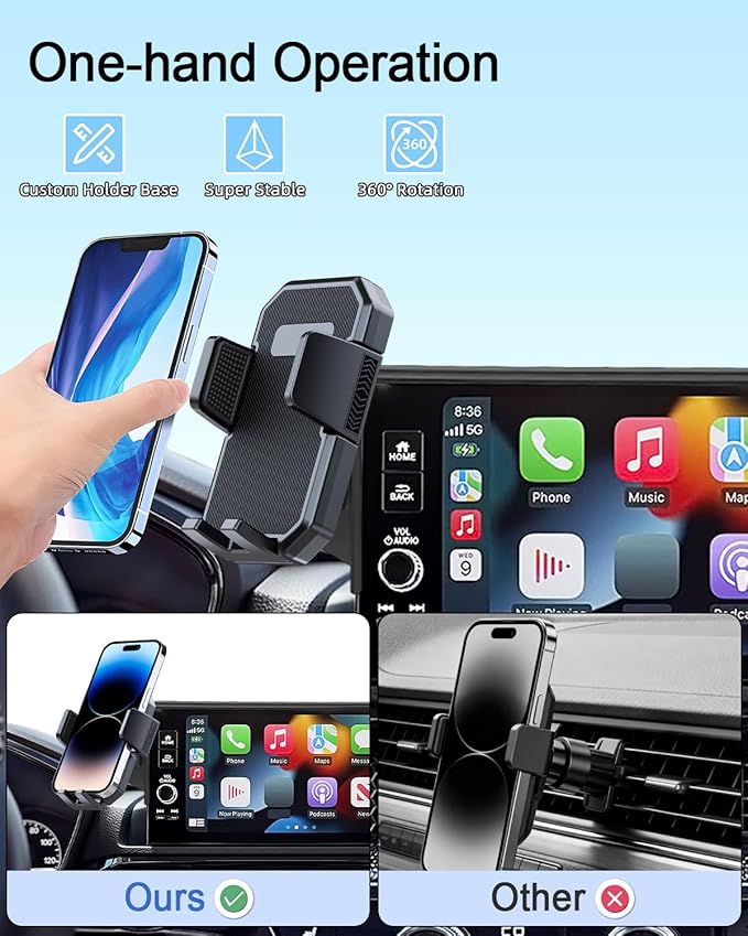 PZK Car Phone Holder for 2023-2025 2026 Honda Accord Hybrid Sport /-L/EX-L/Touring/Prime (Only for 12.3-inch Screen) Auto Lock Car Phone Mount with Stroage Box Not Affect Vent (Not Fit for LX/EX/SE)