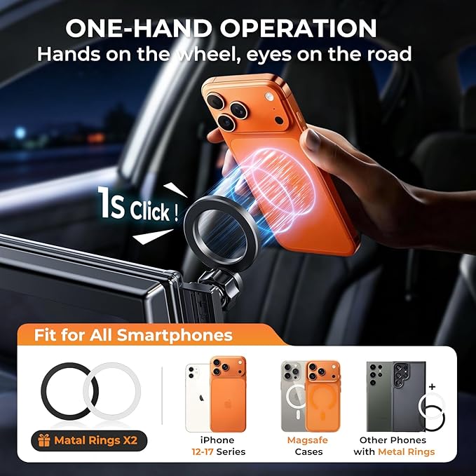 Car Phone Holder for Honda CRV CR-V 2022 2021 2020 2019 2018 2017 (Only for 5/7-Inch Screen) 360° Rotation Magnetic Cell Phone Mount, Compatible with Magsafe, Does Not Affect Air Vent