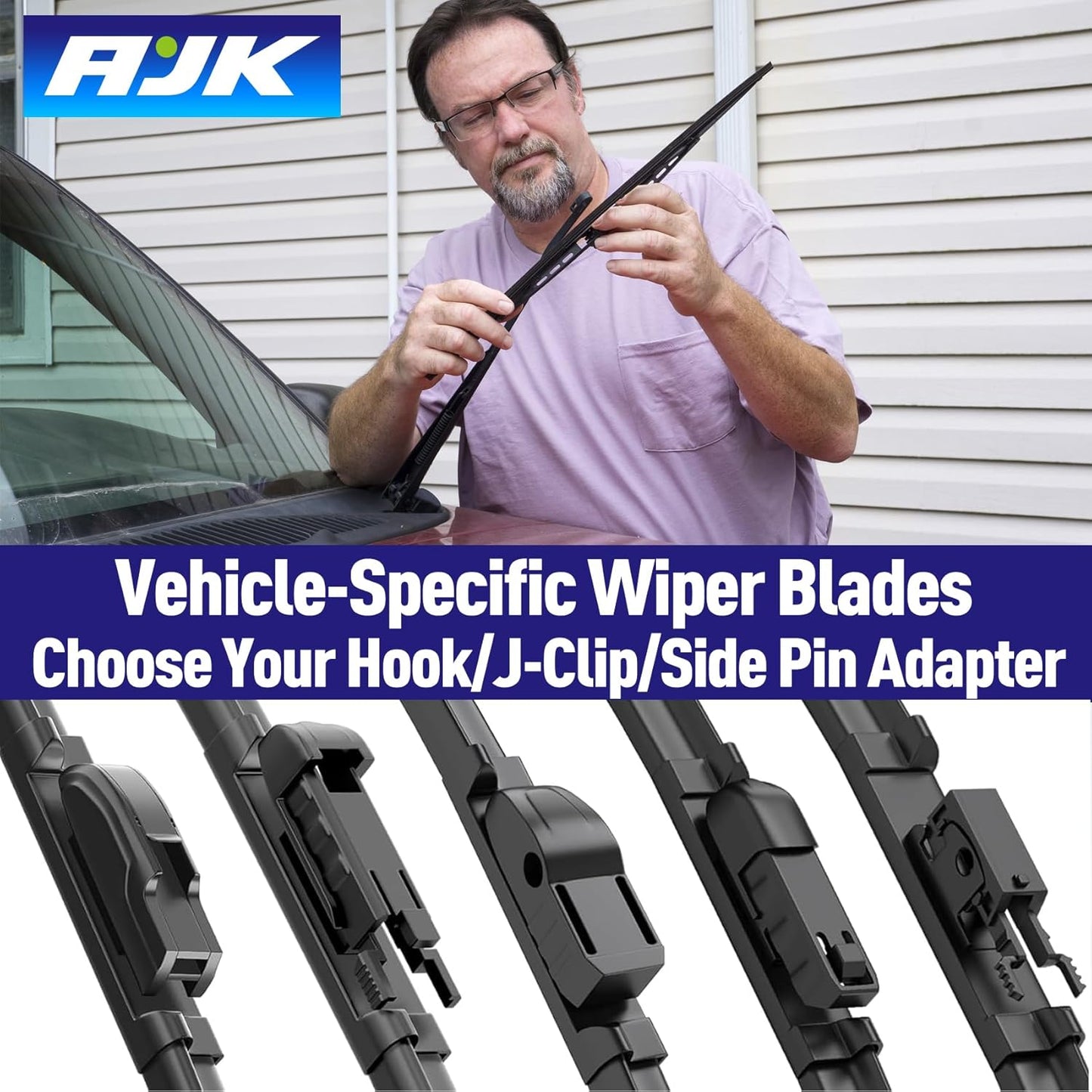 AJK Wiper Blades for Mazda CX-30 2020 2021 2022 2023 2024, 3 Piece All Weather OEM Quality Automotive Replacement Windshield Wiper Blades for My Car