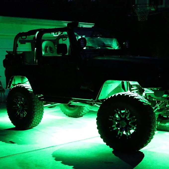 2 Pods LED Rock Lights, Ampper Waterproof LED Neon Underglow Light for Car Truck ATV UTV SUV Offroad Boat Underbody Glow Trail Rig Lamp (Green)