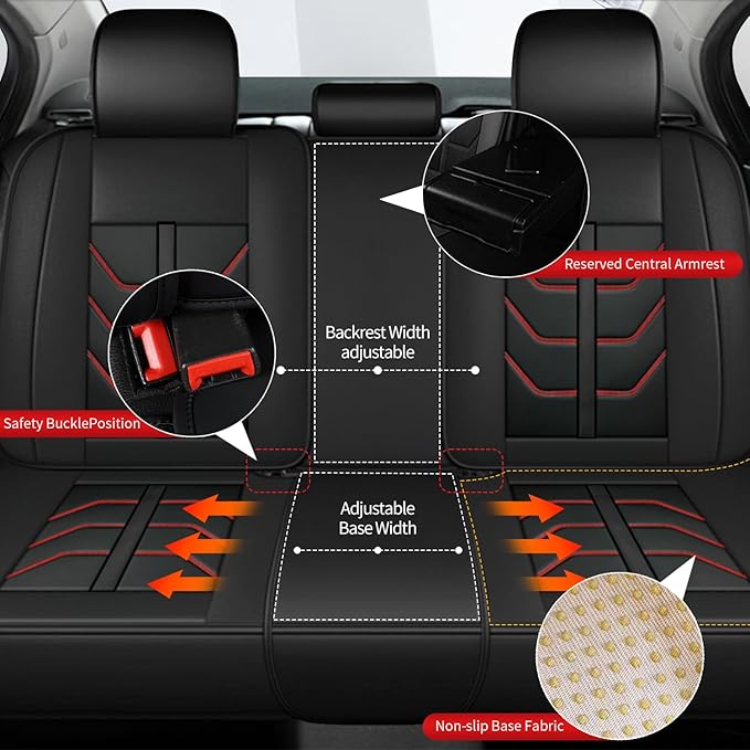 TTX LIGHTING Car Seat Covers fit for Nissan Pathfinder 2011-2026 Full Set: Premium Leather Automotive Seat Cover with Airbag Compatible Waterproof (5 Seats, Redline)