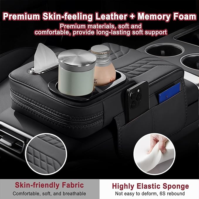 Car Armrest Cover for Tesla Model X 2015–2020 2021 2022 2023 2024 2025 2026, Center Console Cover Mat Armrest Seat Box Cover Cushion Console Pad Interior Accessories,E