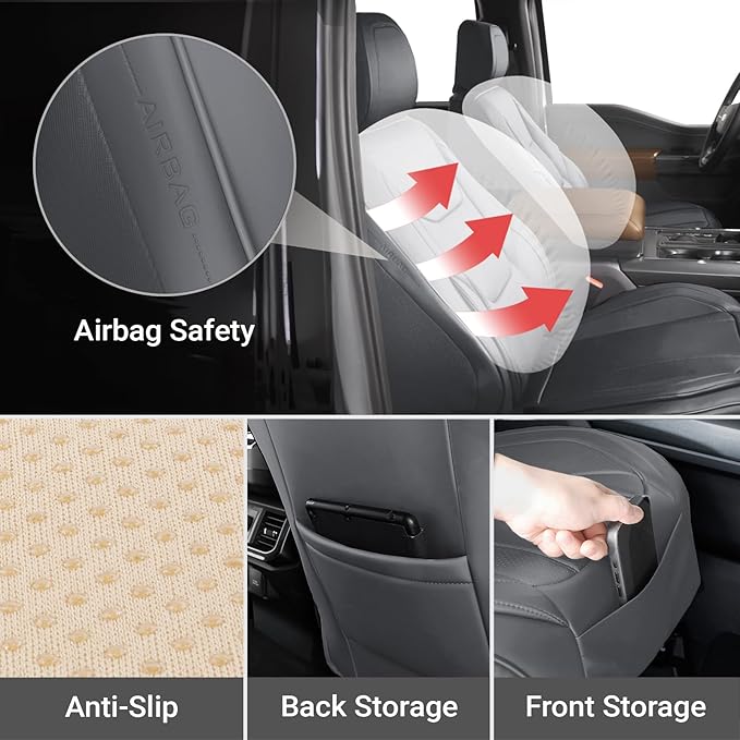 Coverland Custom Fit Car Seat Covers for SUV Compatible with [RX 350, RX 450hL, NX 350, Q5 Sportback, Nautilus] Premium Waterproof Non-Slip Interior Seat Protector [Front Dark Gray- Size Chart A14]