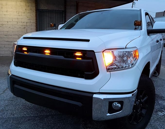 iJDMTOY 3pc Amber LED Center Grille Running Light Kit Compatible With 2014-2021 Toyota Tundra w/TRD Pro Grill (Amber Lens w/Wiring and Hardware)
