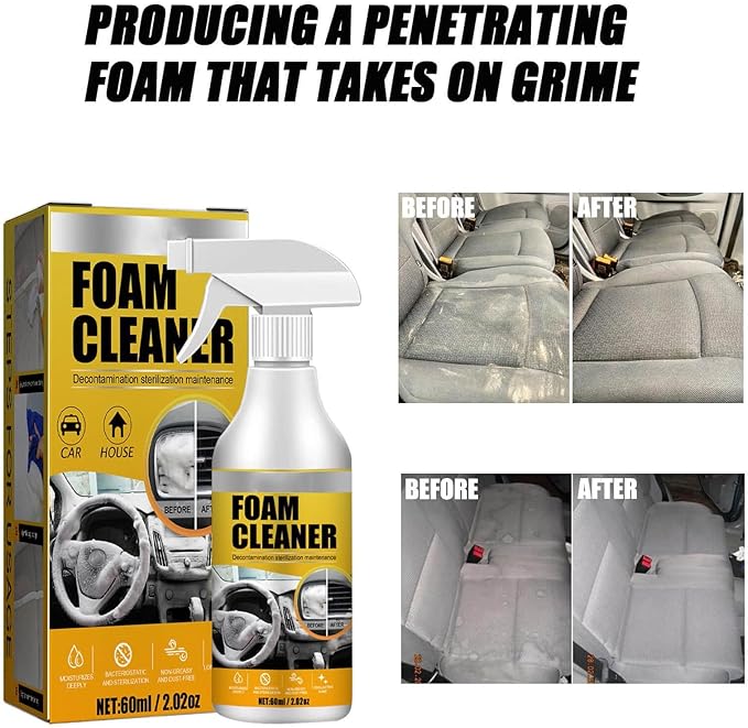 Foam Cleaner for Car, Foam Cleaner All Purpose, Foam Cleaner for Car Interior, Multi-Purpose Car Upholstery Cleaner for Car Seats Leather (2PC)