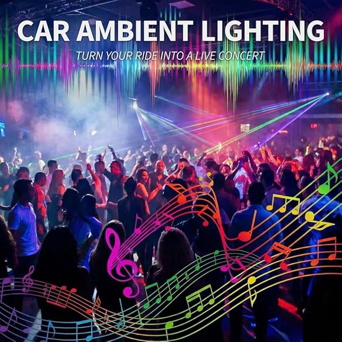 Ambient Lighting Car Led Lights Interior Kit,10 in 1 RGB Music Sync Acrylic Led Lights for Car Interior,175 inches Fiber Optic Neon Accent Strip Night Ambiance Footwell Lighting with Wireless APP