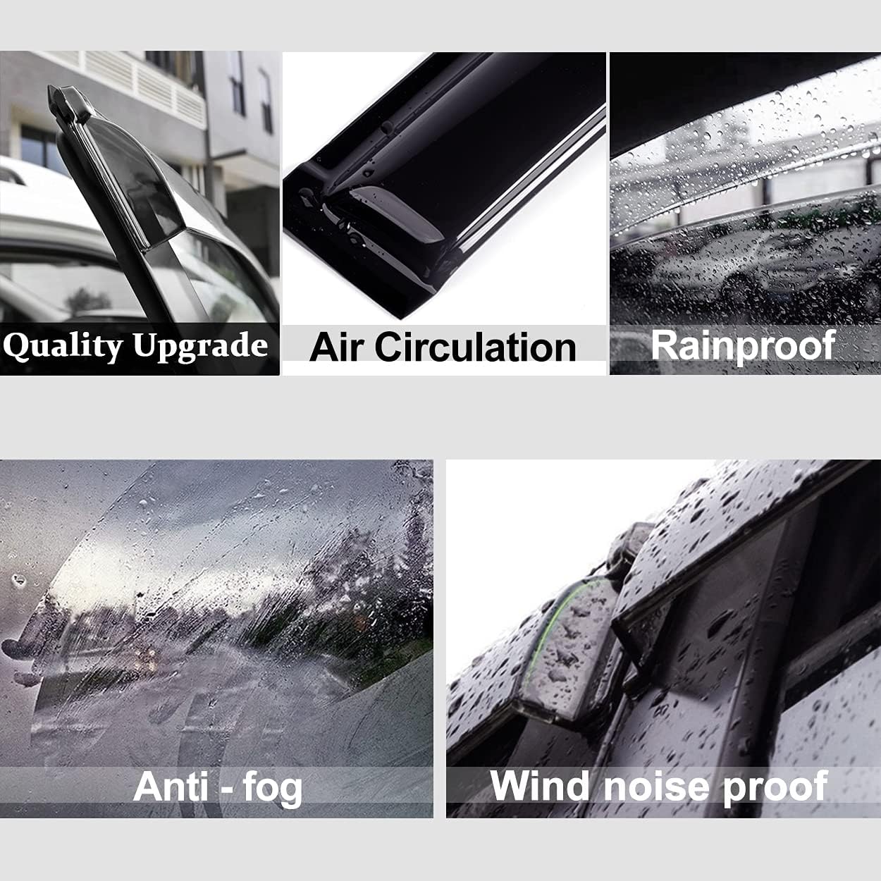 Side Window Wind Deflector,4pcs Outside Mount Style Sun Rain Guards Set,Dark Smoke Nice Window Visor fit for 2003-2008 Toyota Matrix E130 / Pontiac Vibe 94455