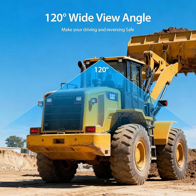 ZEROXCLUB 4 Wired Backup Camera System, 10" 1080P Monitor IP69K Waterproof Vibration-Proof 10G Rear Side View Camera, Quad Split Screen for Tractor, Truck, Trailer, Combine, Heavy Equipment, BH104