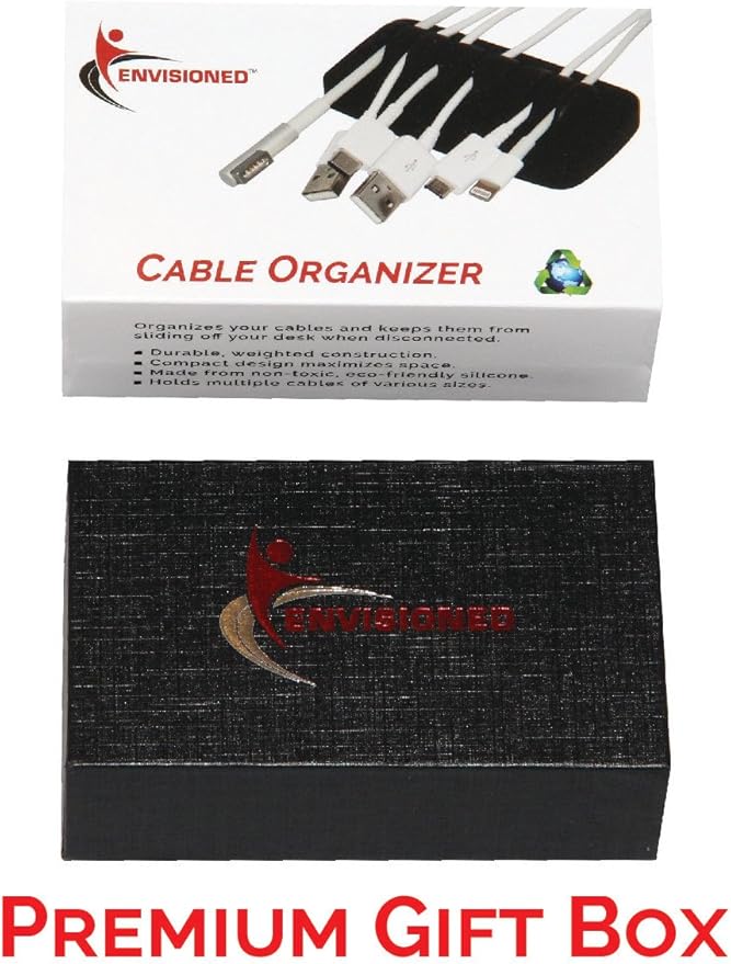 Heaviest Cable Organizer on the Market! Compact and Weighted Desktop Cord Holder and Cable Organizer, Eco-Friendly Silicone, No Bad Smell, Bundled with 4 Reusable Cable Ties! (Red)