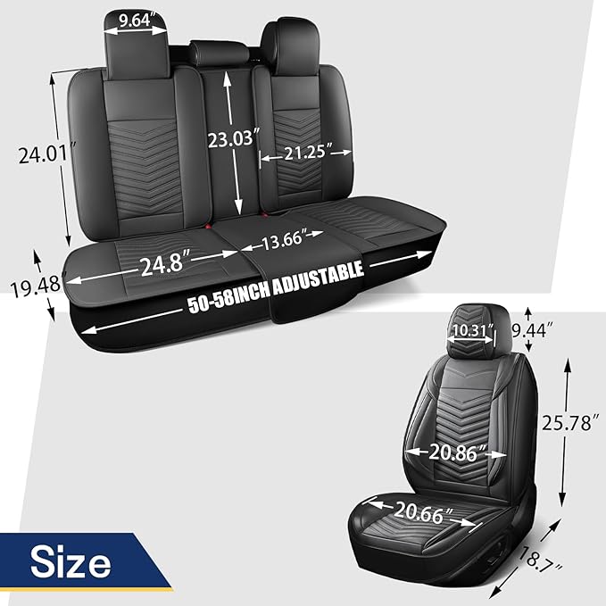 Nappa Leather Car Seat Covers Full Set, Brown Car seat Protector 5 Seats, Waterproof Car Seat Cushion, Universal Automotive Seat Covers Fit for SUV Truck Pick-up Sedan, Front and Rear