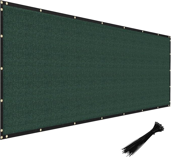 Windscreen4less Privacy Fence Screen Heavy Duty Windscreen Fencing Mesh Fabric Shade Net Cover with Brass Grommtes for Outdoor Wall Garden Yard Pool Deck, 8'x114' Green
