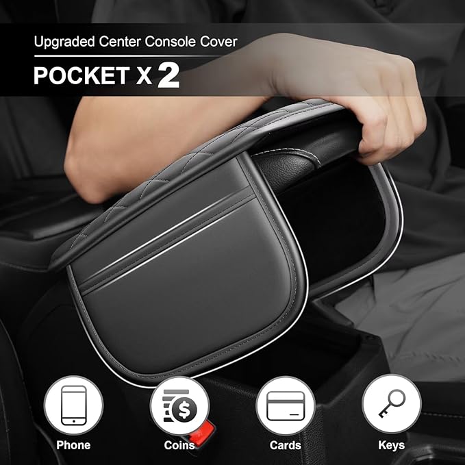 Center Console Cover fit for Toyota Venza Leather Middle Console Cover Pad Cushion Protector Arm Rest Covering Car(Grey)