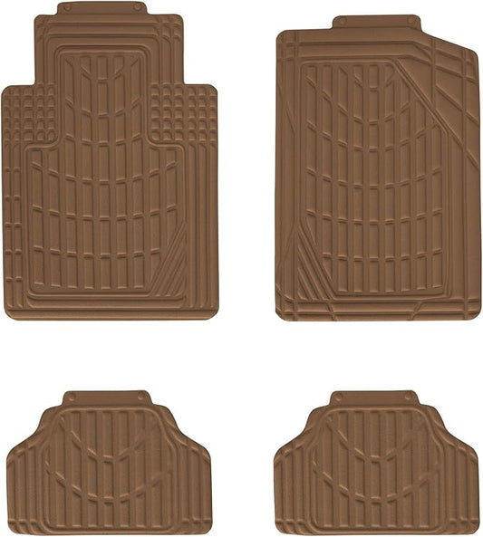 Eurow Universal Cut to Fit Car Floor Mats 4 Piece Set - Tan