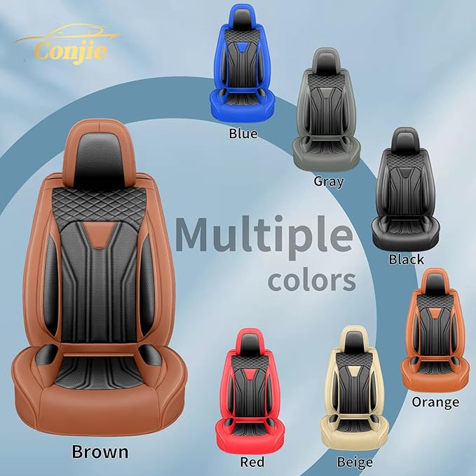 Fit Rogue Car Seat Covers Compatible with Nissan Rogue 2011-2025 2026 - Premium Leather， Waterproof Breathable， All-Weather Seat Cushion Protecto&Airbag Compatible (2 Front Seat Brown&Black)