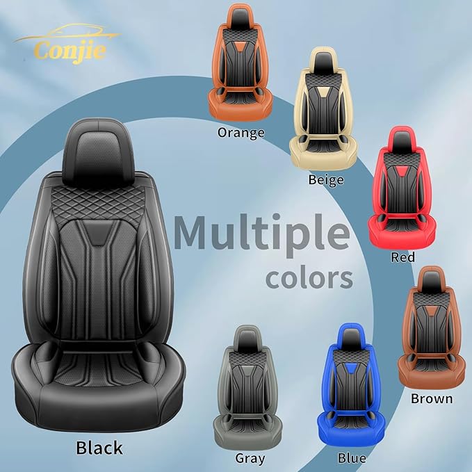Fit Prius Car Seat Covers for Toyota Prius 2001-2025 2026 -Full Set Premium Leather, Waterproof, Breathable，All-Weather Seat Cushion Protecto & Airbag Compatible, 5-Seats All Black