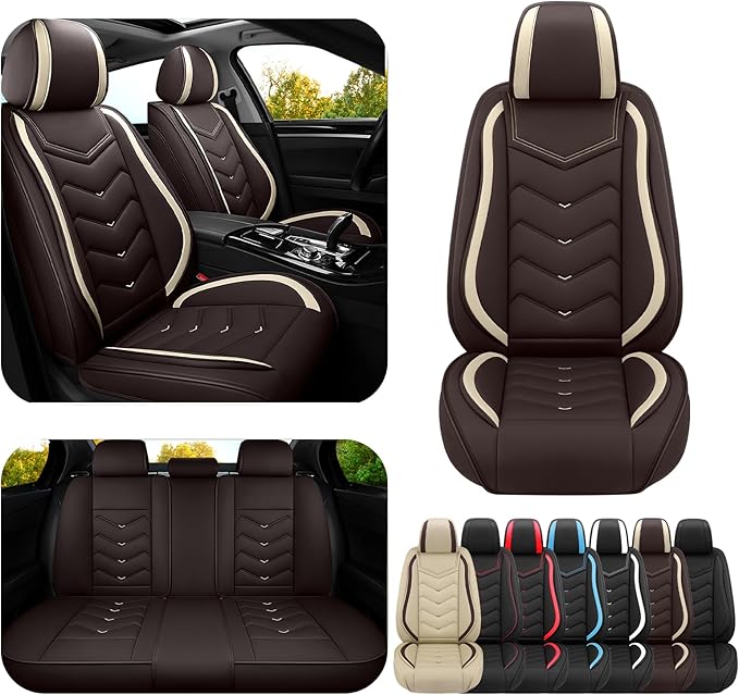 Car Seat Covers for Lexus ES 350 2007-2025, Premium Nappa Leather Car Seat Cover, Stylish Sport Seat Covers， Automobile Seat Cover Sets.(Standard 5 Seats/Coffee Color)
