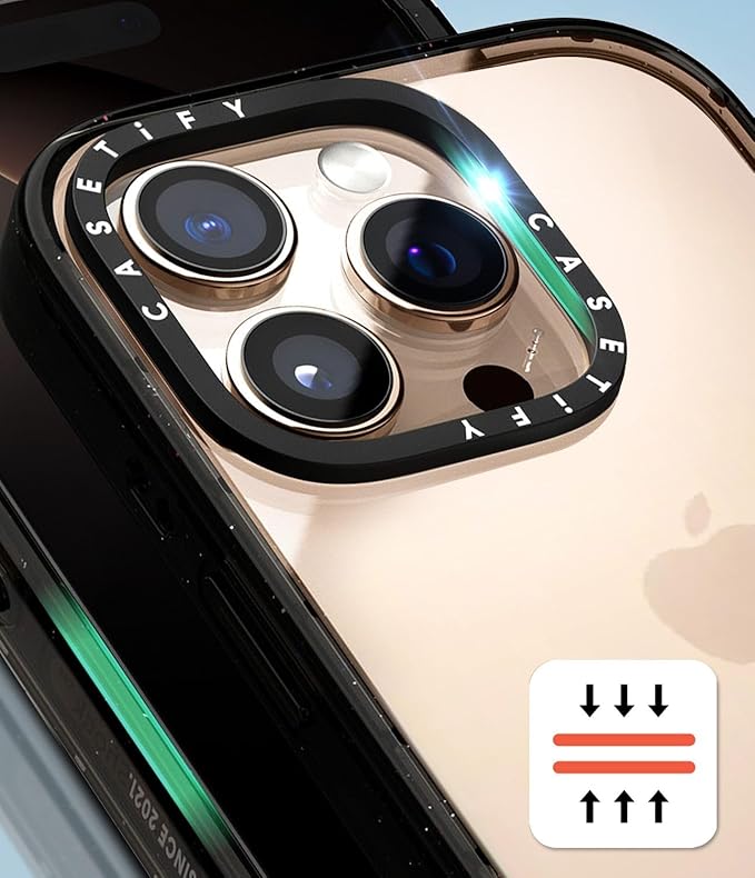 CASETiFY Impact iPhone 15 Pro Case [4X Military Grade Drop Tested / 8.2ft Drop Protection/Compatible with Magsafe] - AF Dream FLWRS - Clear Black
