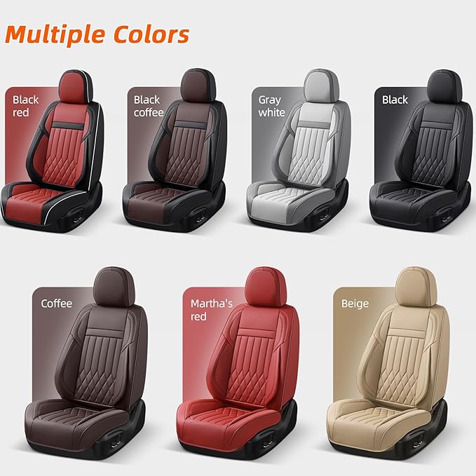 KEYOOG 5-Seater Waterproof and Breathable Nappa Leather Car Seat Covers Full Set, Fit for Front and Rear Seats of Cars, Compatible with Airbags, Car Seat Protector Covers for Most Cars - Wine red