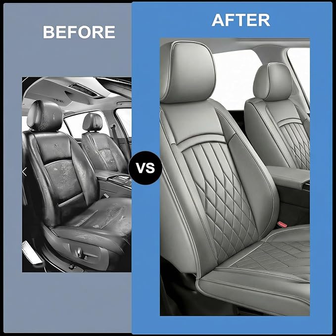 Fit TLX Car Seat Covers for Acura TLX 2014-2025 2026 - Premium Leather, Waterproof, All-Weather, Airbag Compatible, Anti-Slip, Breathable, Easy Install, Seat Protectors, Full Set, Gray