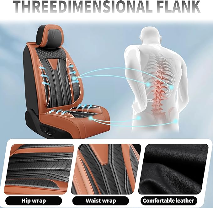 Fit CRV Car Seat Covers Premium Leather for Honda CRV cr-v 2011-2025 2026. Waterproof， Breathable, Scratch-Resistant & All-Weather Seat Cushion Protector (Full Set,Brown&Black)