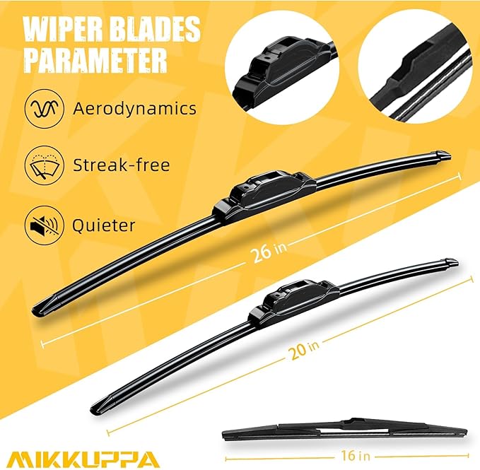 MIKKUPPA 28"+20"+16" Windshield Wiper Blades Replacement for 2011-2020 Toyota Sienna, Front & Rear Wiper Blades Set, Durable Stable Quiet All Season (Pack of 3)