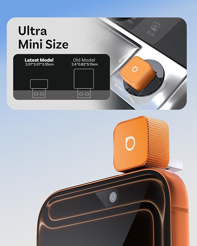OTTOCAST 2026 New Mini Slim Orange, 2-in-1 Wireless CarPlay Adapter & Android Auto Adapter, Plug & Play Wireless Carplay Dongle, 5s Auto-Connect, Mini Cube for Factory Wired Cars, iPhone & Android
