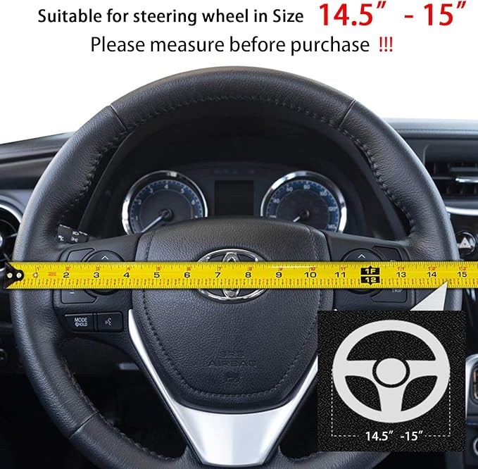 Suede Car Steering Wheel Cover,Soft Suede Touch Leather Sport Non-Slip Automotive Interior Accessories 15 inch Universal Design for Man and Ladies O-Shape