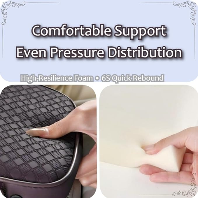 2026 Upgraded Car Center Console Cushion with 30w USB& Type-C Charging Ports, Leather Car Armrest Pad Cover, Interior Accessories for Most Vehicles (Classic Flat Version, Coffee)