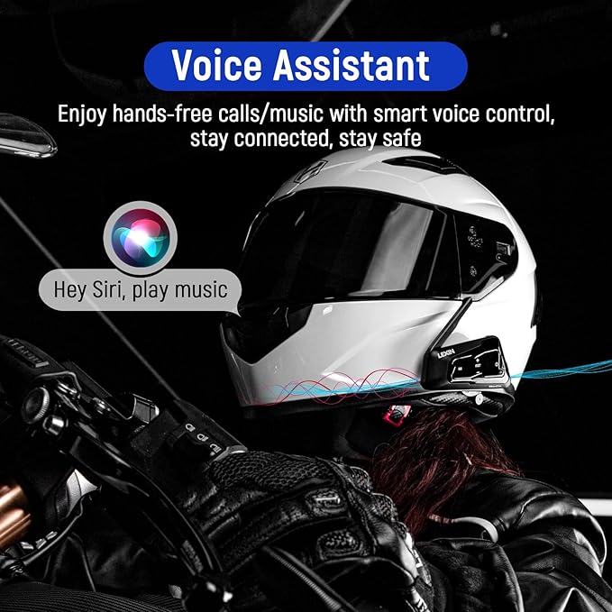 LEXIN MeshCom Motorcycle Bluetooth Headset, 24 Riders Mesh Helmet Communication System with Audio Multitasking/Music Sharing/1100mAh Battery/FM Radio/Noise Reduction/IP67 Waterproof, 1 Pack