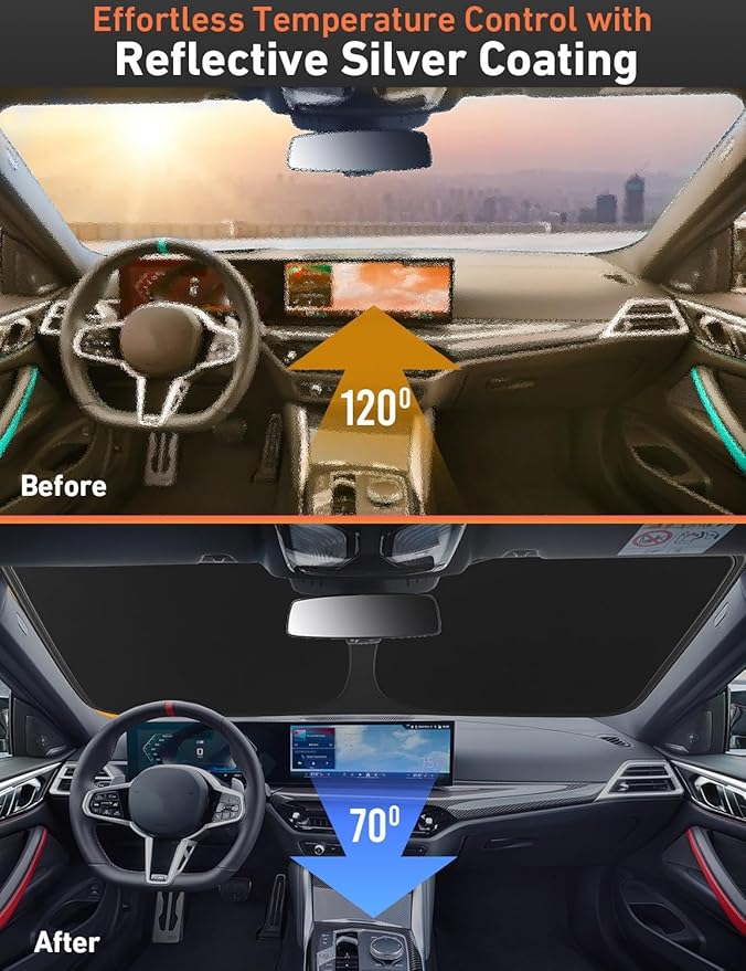 EcoNour Windshield Sunshade Compatible for Land Rover Range Rover Velar 2017-2024 2025 2026, Sun Visor for Front Windshield & Window Sun Shade Cover, UV Heat Blocker & Protector, Car Accessories