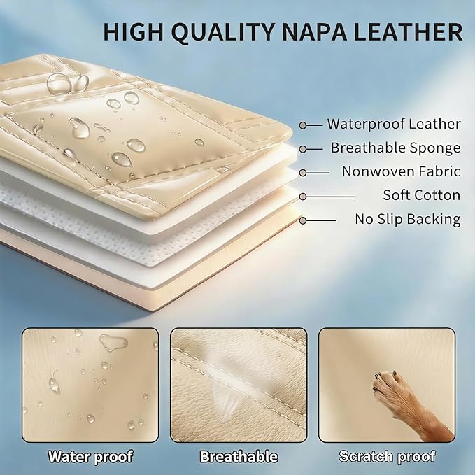 Fit for Venue Seat Covers Compatible with Hyundai Venue 2020-2026 - Waterproof Breathable Leather Automotive Seat Cushions Protector,Airbag Compatible,Full Set 5 Seats(Beige)