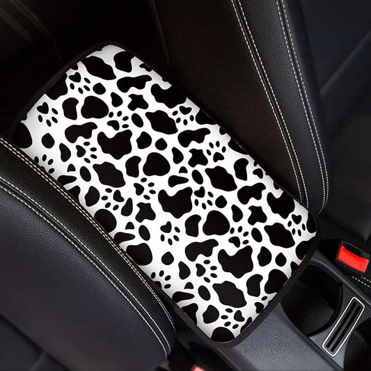 Coldinair Cow Dog Paw Car Armrest Cover,Auto Center Console Pad,Soft Seat Cover Protector Cushion,Car Accessories Decor for Most Cars,Sedan,Truck,SUV
