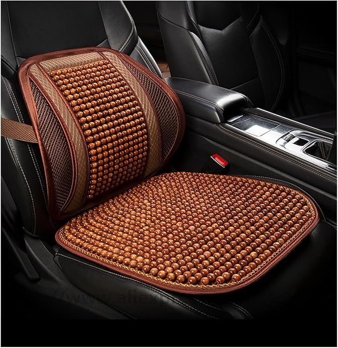 TOMSE Car Seat Chair Back Cushion for BMW X3 G01 2019 2020 2021 2022 2023 2024, Wooden Beads Ventilate Mesh Lumbar Brace Strong Durable Relieve Fatigue Summer Interior Accessories,C-Waist Cushion