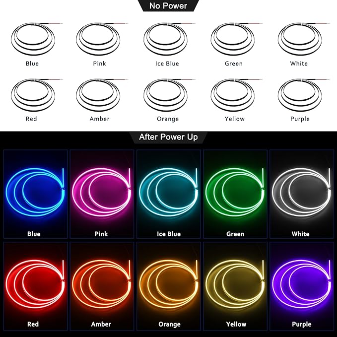 Acrylic Interior Car LED Strip Light with 6mm Sewing Edge - 43.3 inches Ambient Lighting Kits, Neon LED Strip Light(110CM/43.3IN, Blue)