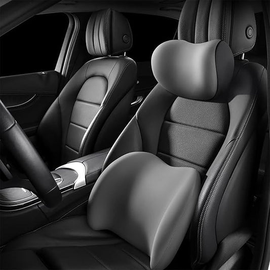 Car Back Support Neck Pillow for Ford F-250 2000-2024, Comfortable Soft Car Seat Headrest Neck Rest Cushion Lumbar Support Pillow with Adjustable Strap, Gray
