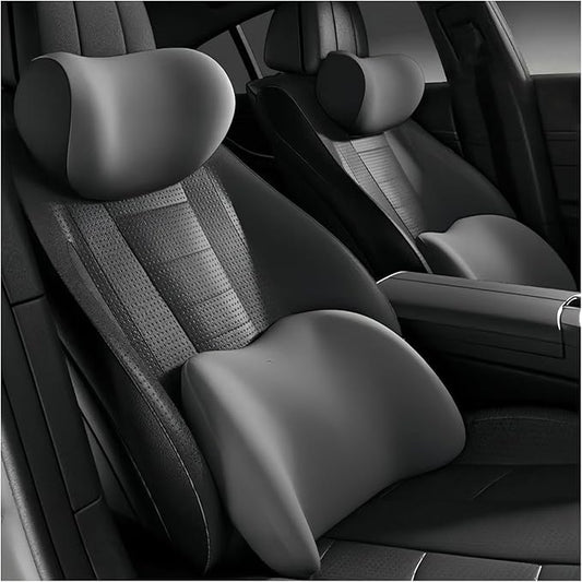 Car Lumbar Support Pillow and Car Neck Pillow Kit for Skoda Fabia 1999-2020 2021 2022 2023 2024 2025 2026, Car Seat Neck Back Rest Pillows, Ergonomic Car Seat Headrest & Lumbar Cushion
