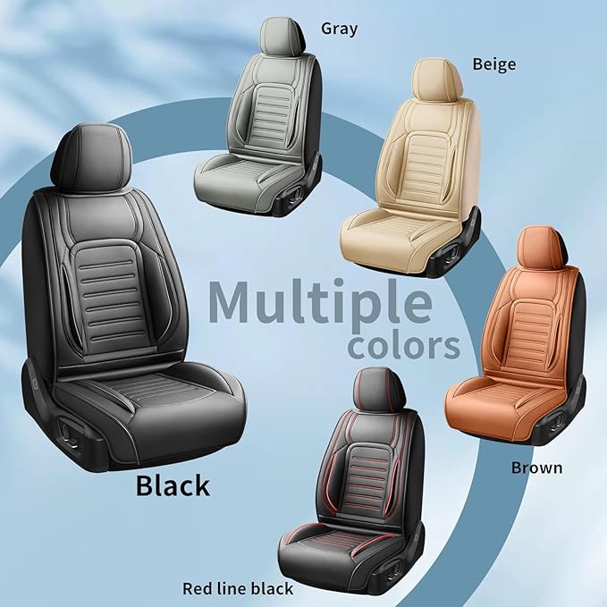 Fit HRV Premium Leather Car Seat Covers Compatible with Honda HRV 2016-2025 2026, Breathable, Wear Resistant, Airbag Compatible, All-Weather Protection & Full Coverage, Full Set Red Line Black