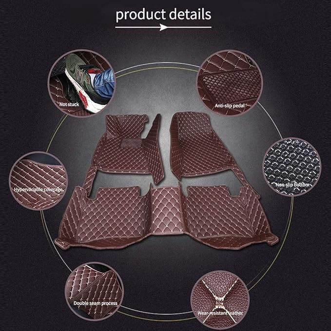 Custom Car Floor Mats for 96% Sedan SUV Sports Car Protection Full Coverage Pads Anti-Slip Leather Floor Lining All Weather Car Floor Mats (Grey)