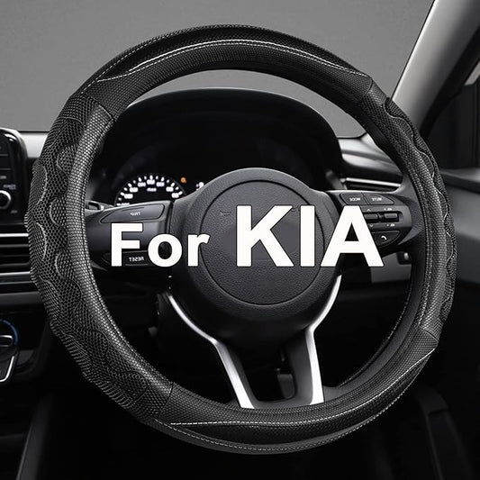GIANT PANDA Steering Wheel Cover for Kia Soul,Sportage,Forte,Optima,Telluride(3D Honeycomb-Black-Standard Size)