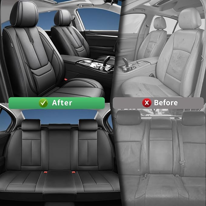 Fit Venza Car Seat Covers for Toyota Venza 2009-2024 2025 2026 -Upgraded Premium Waterproof & Breathable Leather, Airbag Compatible, All-Weather Seat Cushion Protector,2 Front/Black
